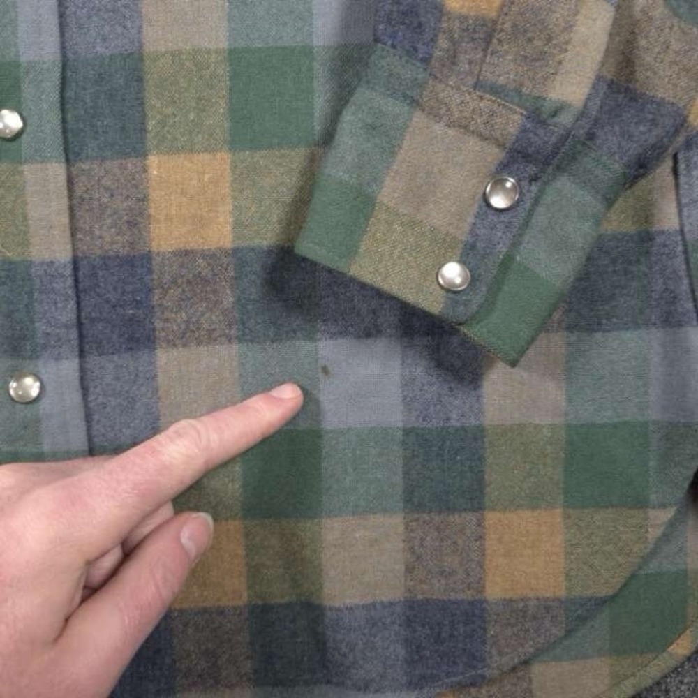 VTG 70s Pendleton High Grade Western Wear Shirt Mens M Pearl Snap Wool READ - Picture 6 of 12